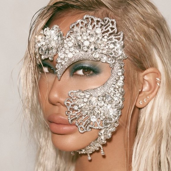 NWT Sparkling Swarovski Bling Crystal Rhinestone Mask Halloween Costume … - Picture 3 of 7